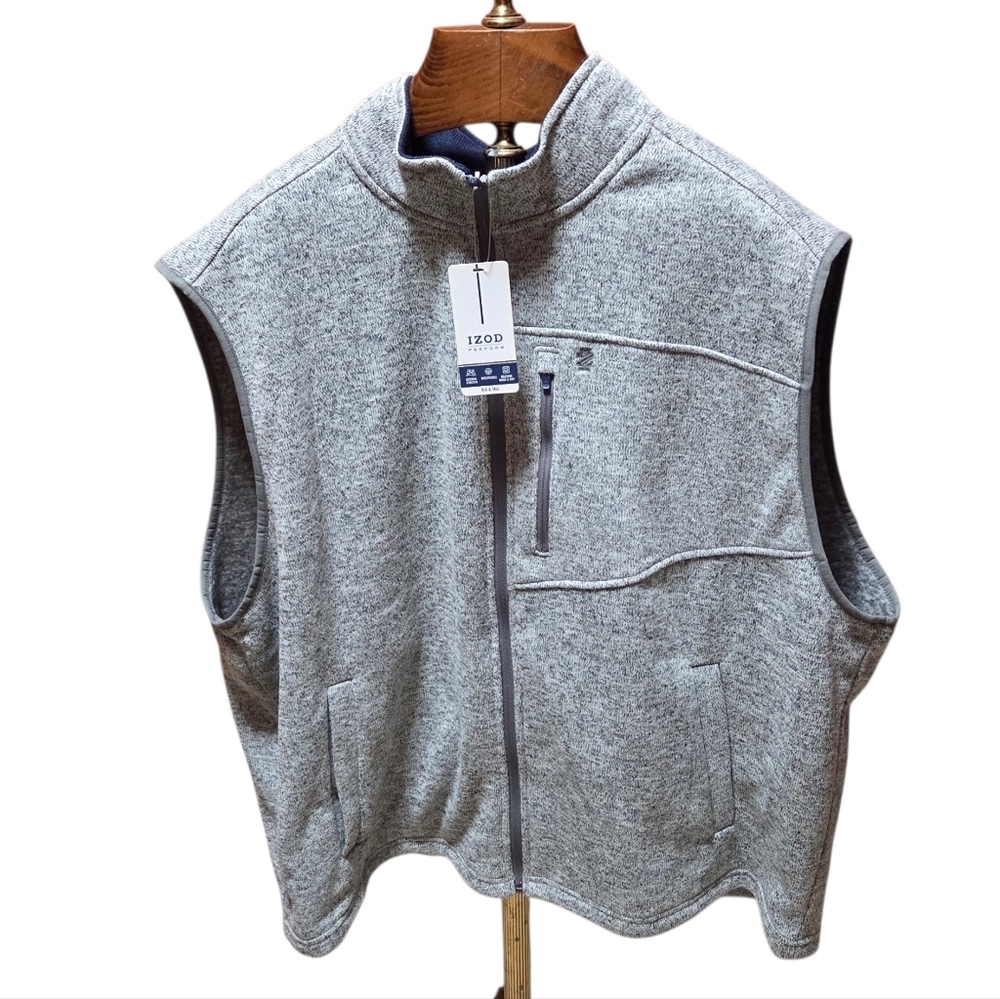Izod Advanced Lightweight Sweater Fleece Vest Golf Heather Gray Size 3XL New!
